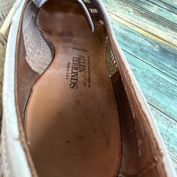 Allen Edmonds Seville Oxfords Mens 8.5 EEE White Basket Weave Leather Dress Shoe main image 14